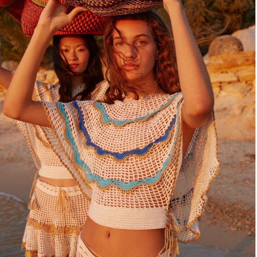 248.00 NWT MY BEACHEY SIDE RIMA SCALLOPED TOP NWT MEDIUM